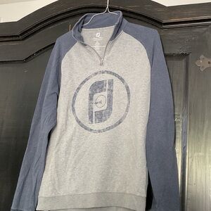 FootJoy Heather Gray and Navy Quarter-Zip Pullover